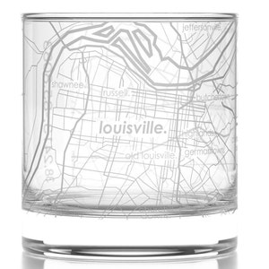 Louisville City Map Rocks Glass Engraved Whiskey Glass 11oz Etched Bourbon Glasses New House Warming Gift Gifts for Him image 2