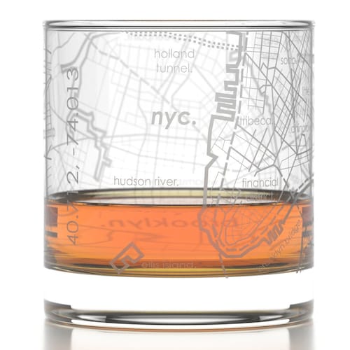 New York City Map Stemless Wine Glass Engraved Wine Glass Etsy