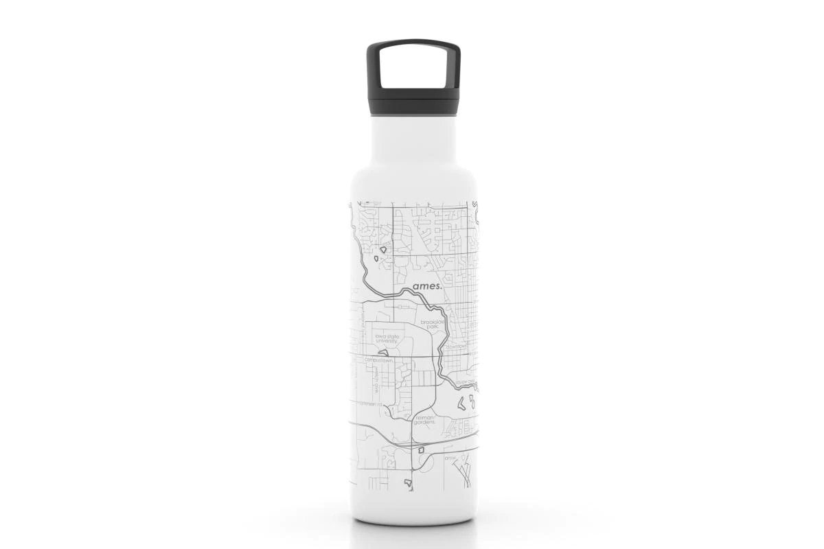 Custom City Map 21 oz Insulated Water Bottle | Any City / Town Personalized | Custom Engraved Water Bottle | Stainless Steel Water Bottle