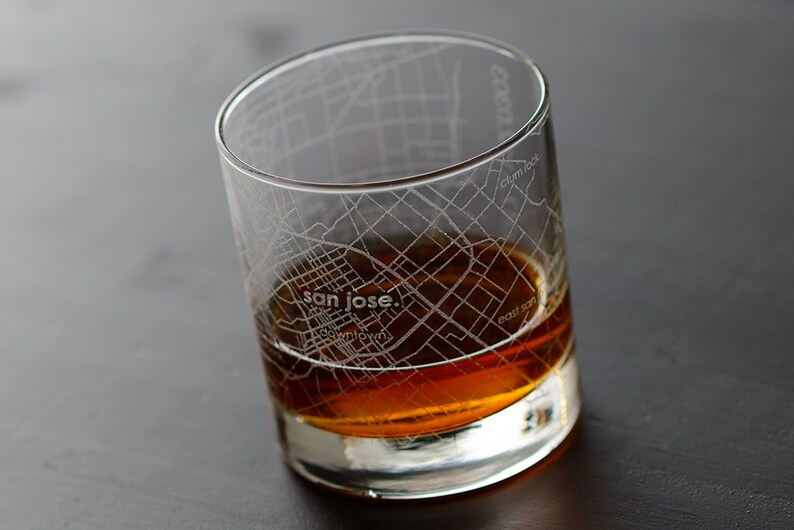 San Jose Map Rocks Whiskey Glass Gift