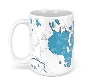 Sebago Lake Map - 15oz Ceramic Mug