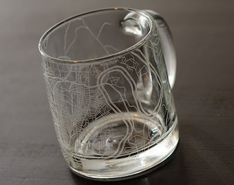 Nashville Map Coffee Mug | Engraved Glass Mug (13oz) | Etched Tea Cup | Nashville Gifts | Nashville Tennessee Map Gift | Nashville Skyline