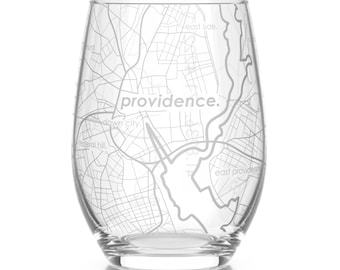 Custom City Map Stemless Wine Glass | Any City / Town Personalized | Custom Etched Wine Glass (15oz) | Engraved Wine Glass | Custom Gift