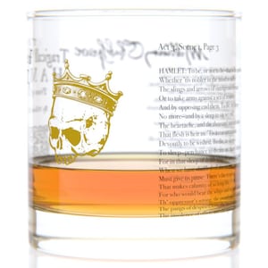 Hamlet Literature Rocks Glass | Bourbon Whiskey Glass (11oz) | William Shakespeare Gifts | Teacher Gift | Literary Gifts | Book Club Gifts
