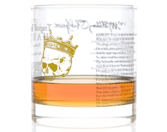 Hamlet Literature Rocks Glass | Bourbon Whiskey Glass (11oz) | William Shakespeare Gifts | Teacher Gift | Literary Gifts | Book Club Gifts