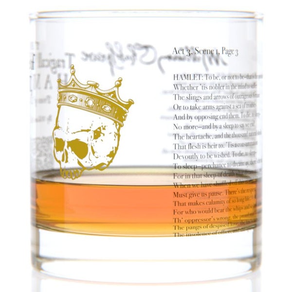 Hamlet Literature Rocks Glass | Bourbon Whiskey Glass (11oz) | William Shakespeare Gifts | Teacher Gift | Literary Gifts | Book Club Gifts