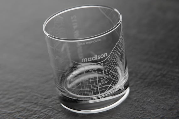 Madison WI Map Rocks Glass