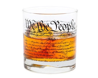 US Constitution Rocks Glass | Whiskey Glass (11oz) | Old Fashioned Glass | Veteran Gift | History Gift | Patriotic Gifts | We The People