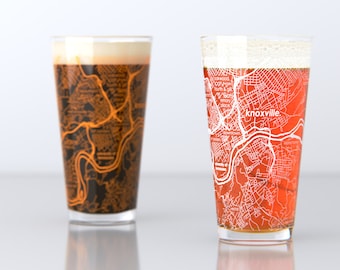 Knoxville, TN - University of Tennessee - College Town Pint Map Glasses