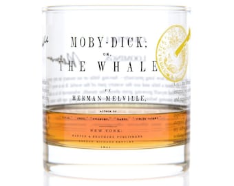 Moby Dick Literature Rocks Glass | Bourbon Whiskey Glass (11oz) | Book Lover Gift | Bibliophile Gifts | Bookworm Gifts | Teacher Gift