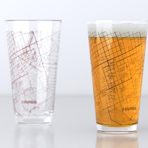 Columbia SC Map Pint Glass Pair - Red & Black