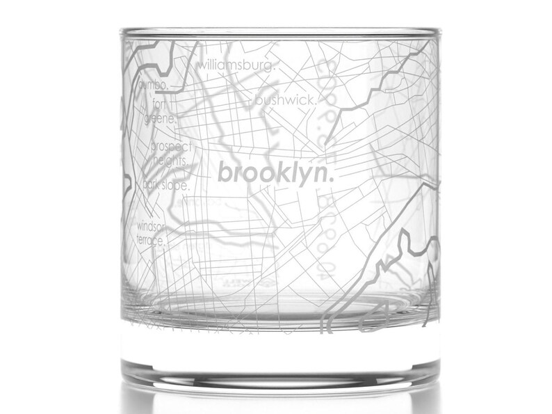 Brooklyn City Map Rocks Glass Engraved Whiskey Glass 11oz Etsy