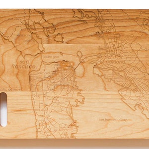 San Francisco Map Bar Board - Maple Wood