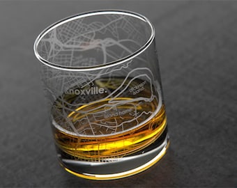 Knoxville TN Map Rocks Glass