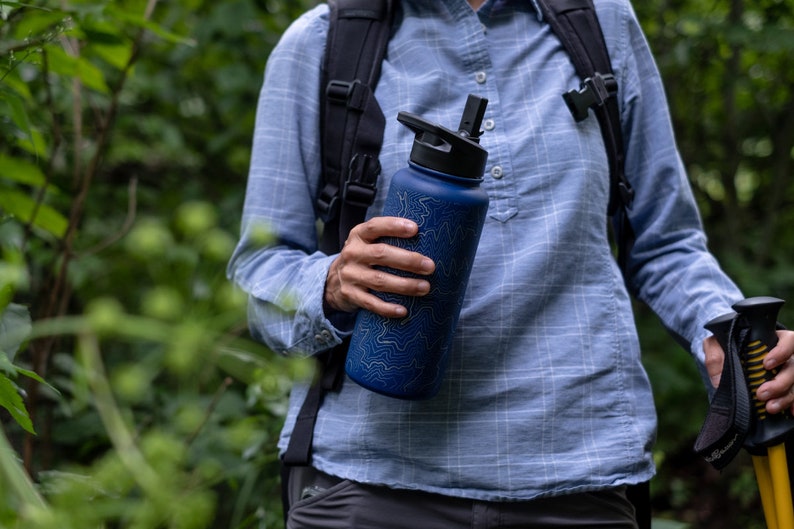 Custom City Map 32 oz Insulated Water Bottle Any City / Town Personalized Custom Engraved Water Bottle w Lid Travel Gifts image 6