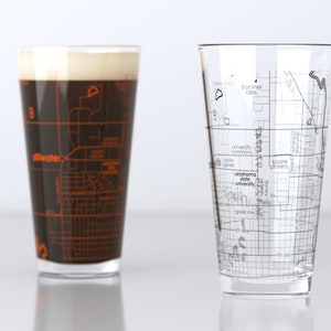 Stillwater OK Map Pint Glass Pair - Orange & Black