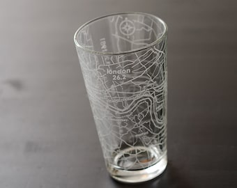London 26.2 Marathon Map Pint Glass