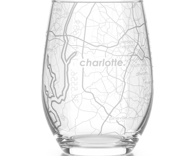Boston Map Stemless Wine Glass Engraved Wine Glass 15oz Etsy