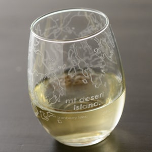 Mount Desert Island Map Stemless Wine Glass