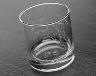 Denali Topographic Map Glass