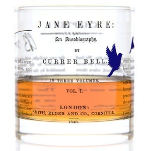 Jane Eyre Literature Rocks Glass | Bourbon Whiskey Glass (11oz) | Gifts For Her | Bookish Gifts | Gifts for Writers | Gifts for Readers