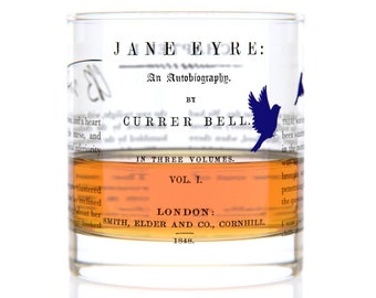 Jane Eyre Literature Rocks Glass | Bourbon Whiskey Glass (11oz) | Gifts For Her | Bookish Gifts | Gifts for Writers | Gifts for Readers