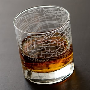 Chicago 26.2 Marathon Map Rocks Glass