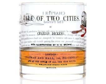 A Tale of Two Cities Literature Rocks Glass | Whiskey Glass (11oz) | Charles Dickens | Book Lover Gift | Teacher Gift | Literary Gifts