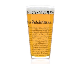 Declaration of Independence Pint Glass | History Beer Glass (16oz) | Veteran Gifts | Teacher Gift | History Buff Gift | Patriotic Gifts