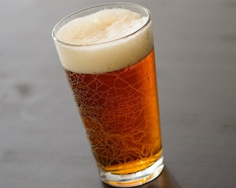 Berlin Map Pint Glass | Engraved Beer Glass (16oz) | Etched Drinking Glasses | Gifts for Him | Birthday Gift | City Map Gift