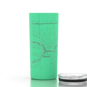 Custom City Map Insulated Coffee Tumbler Any City / Town Personalized Custom Engraved 16 oz Tumbler w/ Lid Personalized Gift for Her image 3