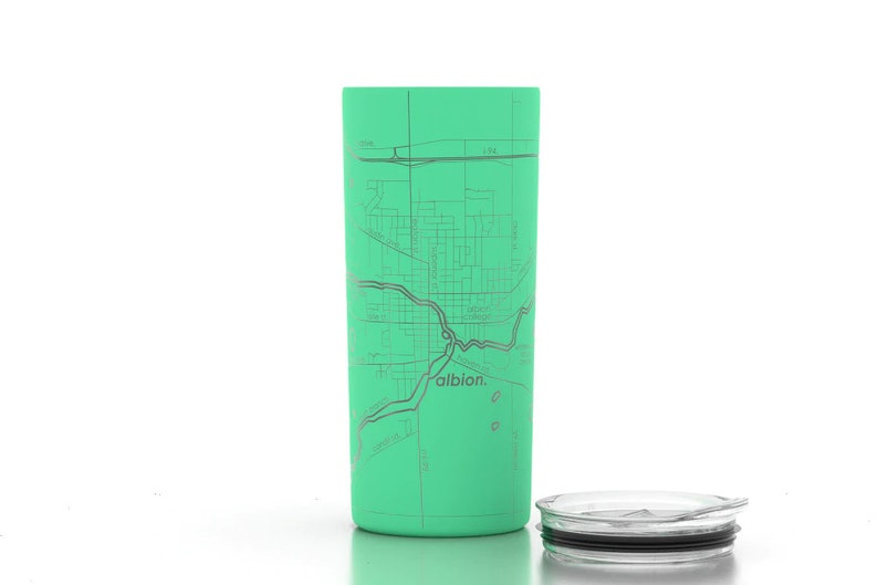 Custom City Map Insulated Coffee Tumbler Any City / Town Personalized Custom Engraved 16 oz Tumbler w/ Lid Personalized Gift for Her image 3