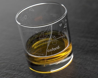 Oxford, MS City Map Rocks Glass | Engraved Whiskey Glass (11oz) | Etched Bourbon Glasses | New House Warming Gift | Gifts for Him