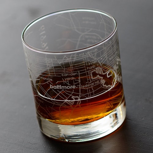 Baltimore Maps Rocks Whiskey Glass Gift