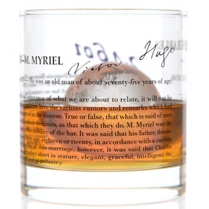 Les Miserables Literature Rocks Glass Bourbon Whiskey Glass 11oz Book Lover Gift Bookish Gifts Gifts for Writers Teacher Gift image 3