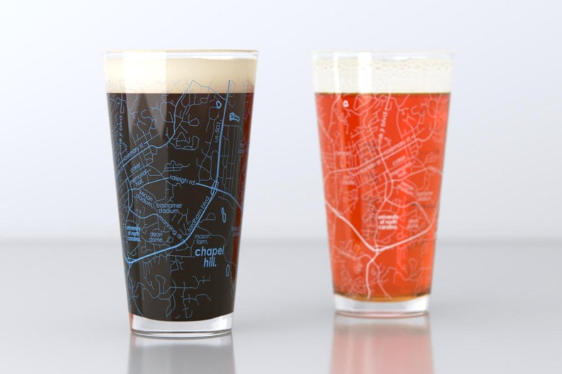 college town map pint glasses