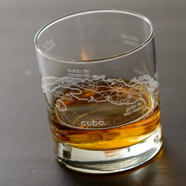 Cuba Island Map Rocks Glass