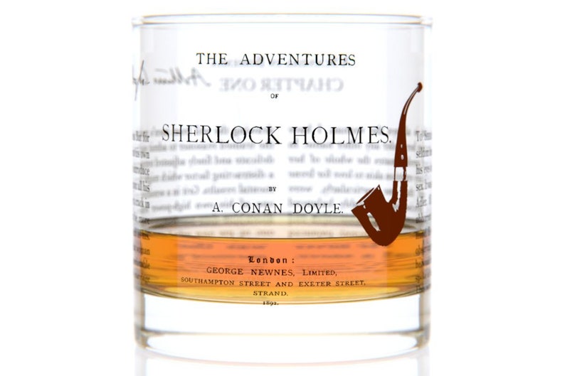 Sherlock Holmes Literature Rocks Glass Bourbon Whiskey Glass 11oz Book Worm Gifts Bookish Gifts Gifts for Writers Teacher Gift image 1