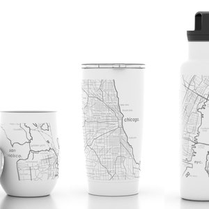 Custom City Map Insulated Coffee Tumbler Any City / Town Personalized Custom Engraved 16 oz Tumbler w/ Lid Personalized Gift for Her image 6