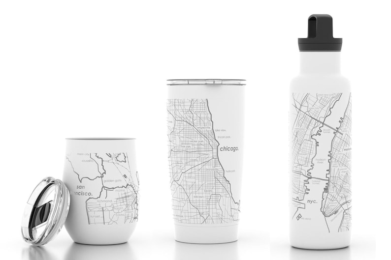 Custom City Map Insulated Coffee Tumbler Any City / Town Personalized Custom Engraved 16 oz Tumbler w/ Lid Personalized Gift for Her image 6