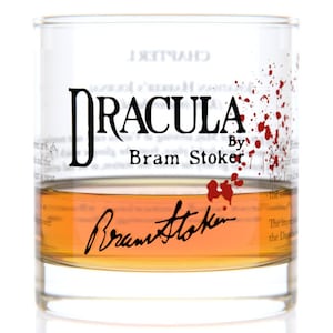 Dracula Literature Rocks Glass | Bourbon Whiskey Glass (11oz) | Halloween Gifts | Bibliophile Gifts | Bookworm Gifts | Literary Gifts