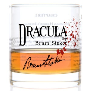 Dracula Literature Rocks Glass | Bourbon Whiskey Glass (11oz) | Halloween Gifts | Bibliophile Gifts | Bookworm Gifts | Literary Gifts