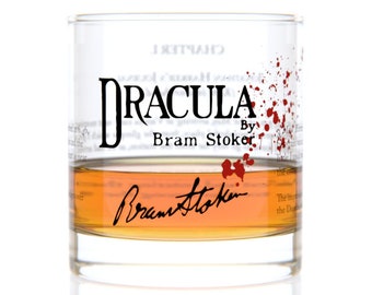 Dracula Literature Rocks Glass | Bourbon Whiskey Glass (11oz) | Halloween Gifts | Bibliophile Gifts | Bookworm Gifts | Literary Gifts