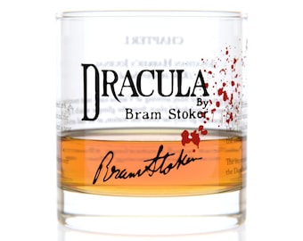 Dracula Literature Rocks Glass | Bourbon Whiskey Glass (11oz) | Halloween Gifts | Bibliophile Gifts | Bookworm Gifts | Literary Gifts