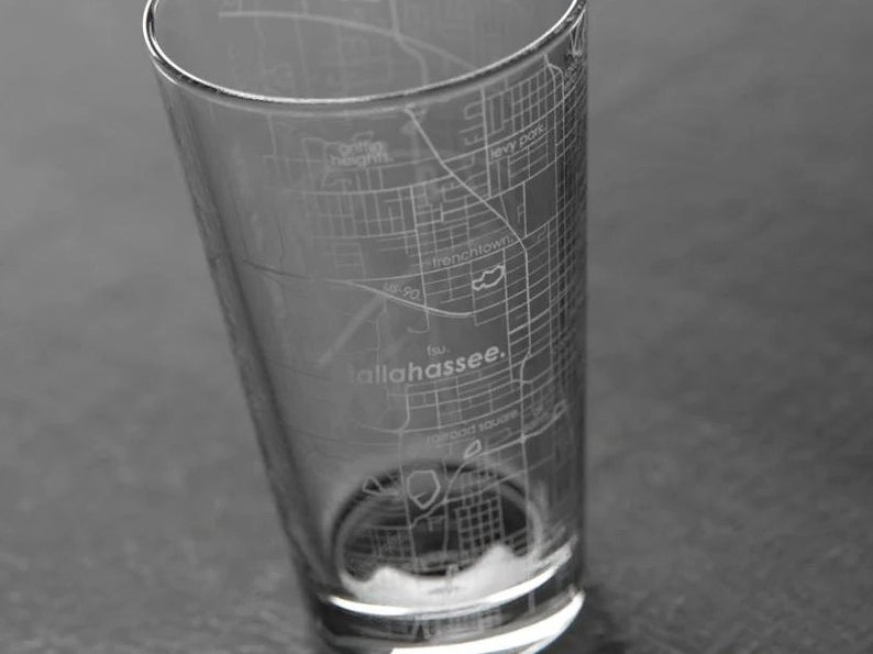 Custom City Map Pint Glass Any City /Town Personalized Custom Etched Beer Glass 16oz Engraved Pint Glass Personalized Gift for Him image 4