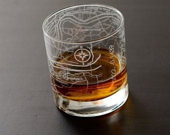 London 26.2 Marathon Map Rocks Glass