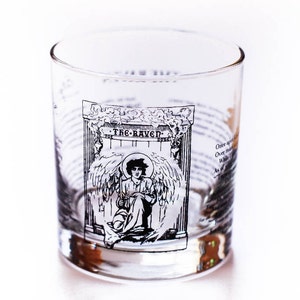 The Raven Literature Rocks Glass | Bourbon Whiskey Glass (11oz) | Halloween Gifts | Bookish Gifts | Gifts for Writers | Teacher Gift