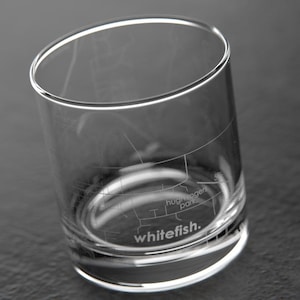 Whitefish, MT City Map Rocks Glass | Engraved Whiskey Glass (11oz) | Etched Bourbon Glasses | New House Warming Gift | Gifts for Him