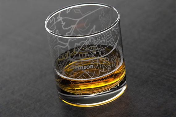 Clemson SC Map Rocks Glass