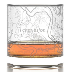 Custom City Map Rocks Glass Any City / Town Personalized Etched Whiskey Glass 11oz Engraved Bourbon Glass Custom Glassware Gift Town + Standard GPS